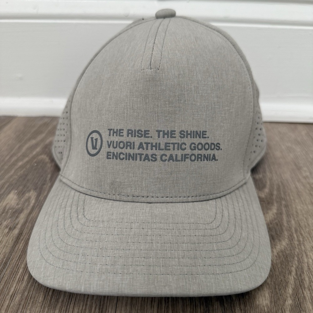 Vuori Water Tech Hat SnapBack Mesh Trucker Men's Grey Adjustable Performance